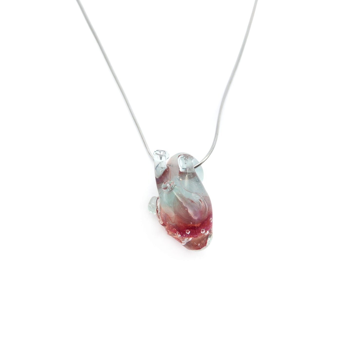 Blue & Red Glass Anatomical Heart Pendant