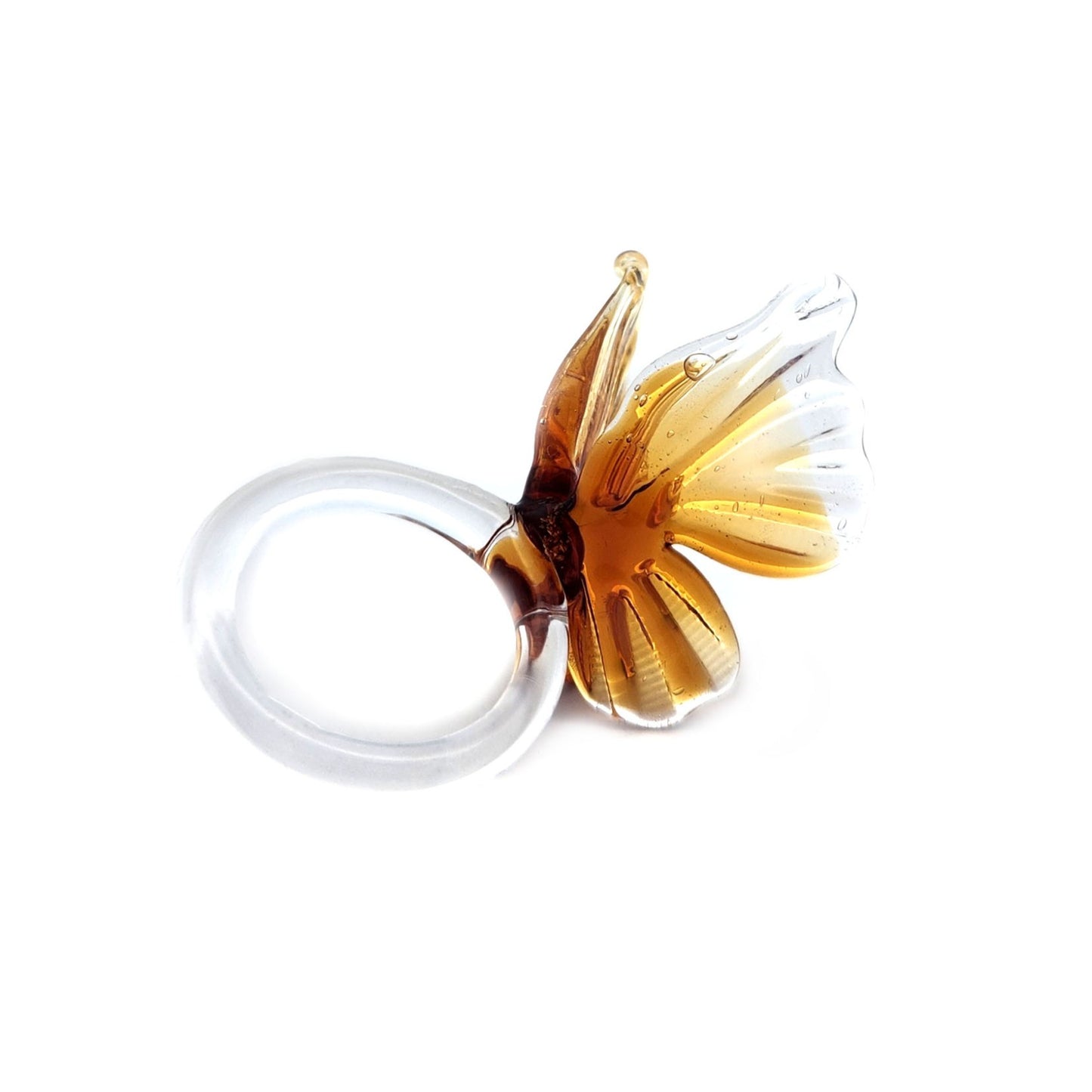 Orange Glass Butterfly Ring
