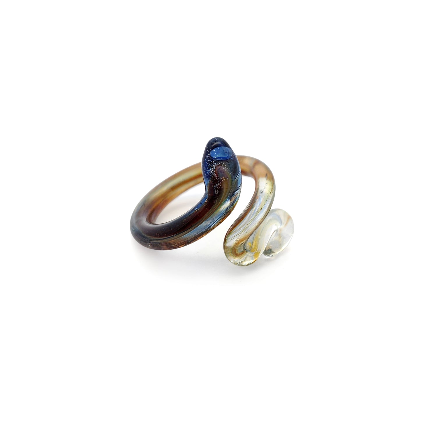 Blue Glass Snake Ring