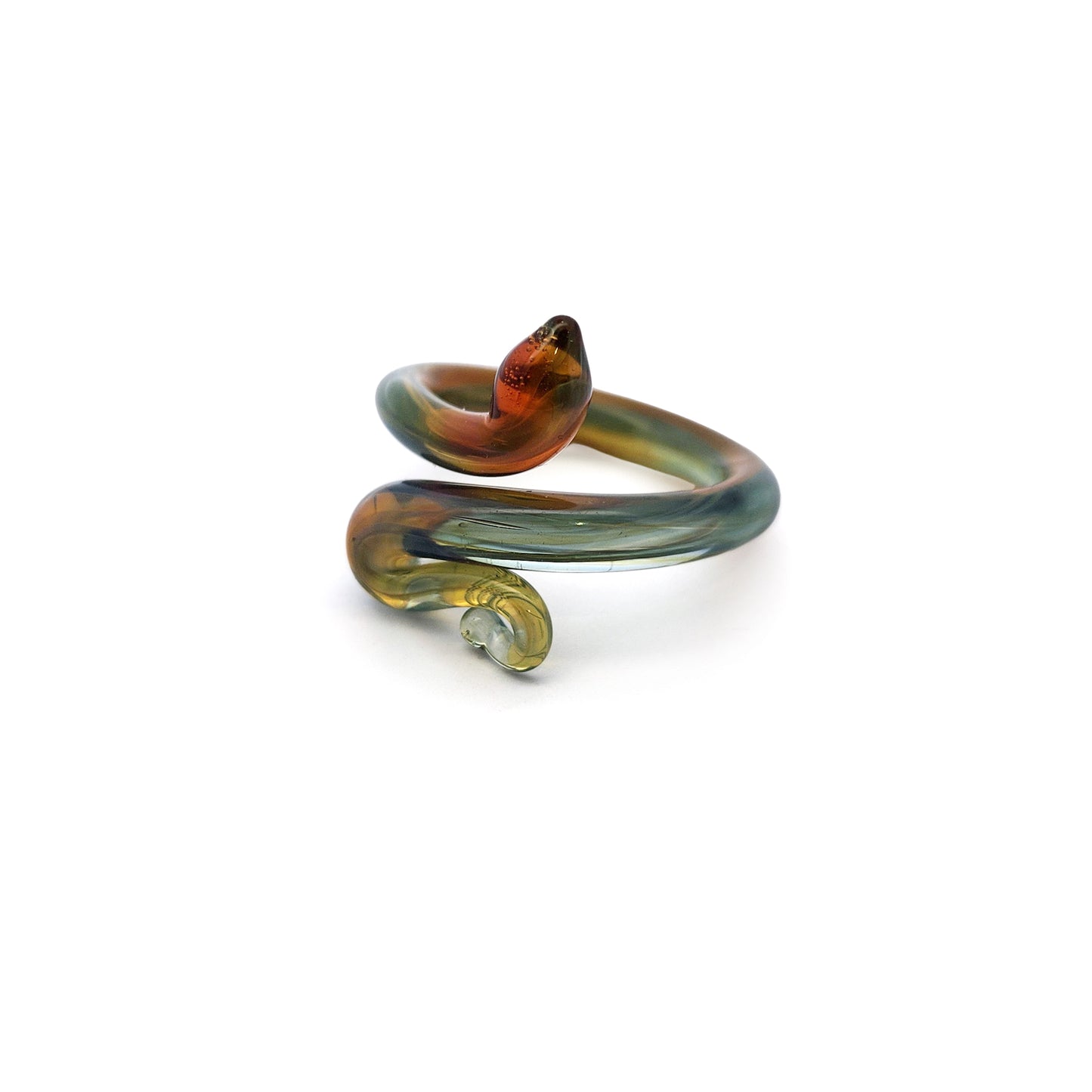 Red & Green Glass Snake Ring