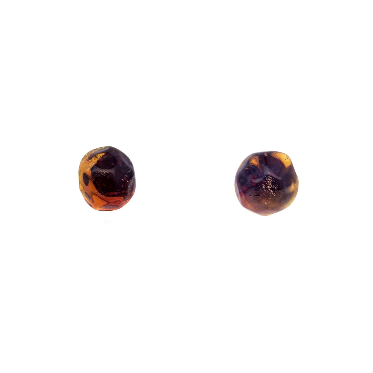 Purple & Orange Glass Button Earrings
