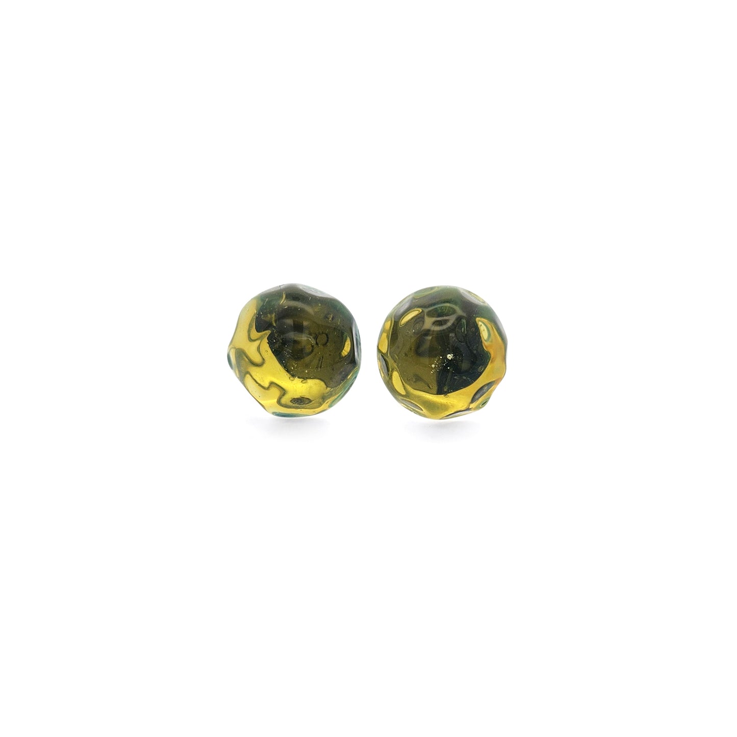 Green Glass Button Earrings