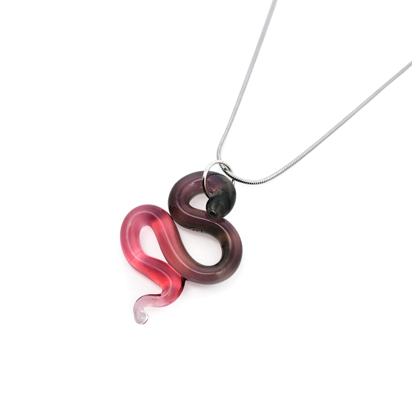 Brown & Rose Glass Snake Pendant