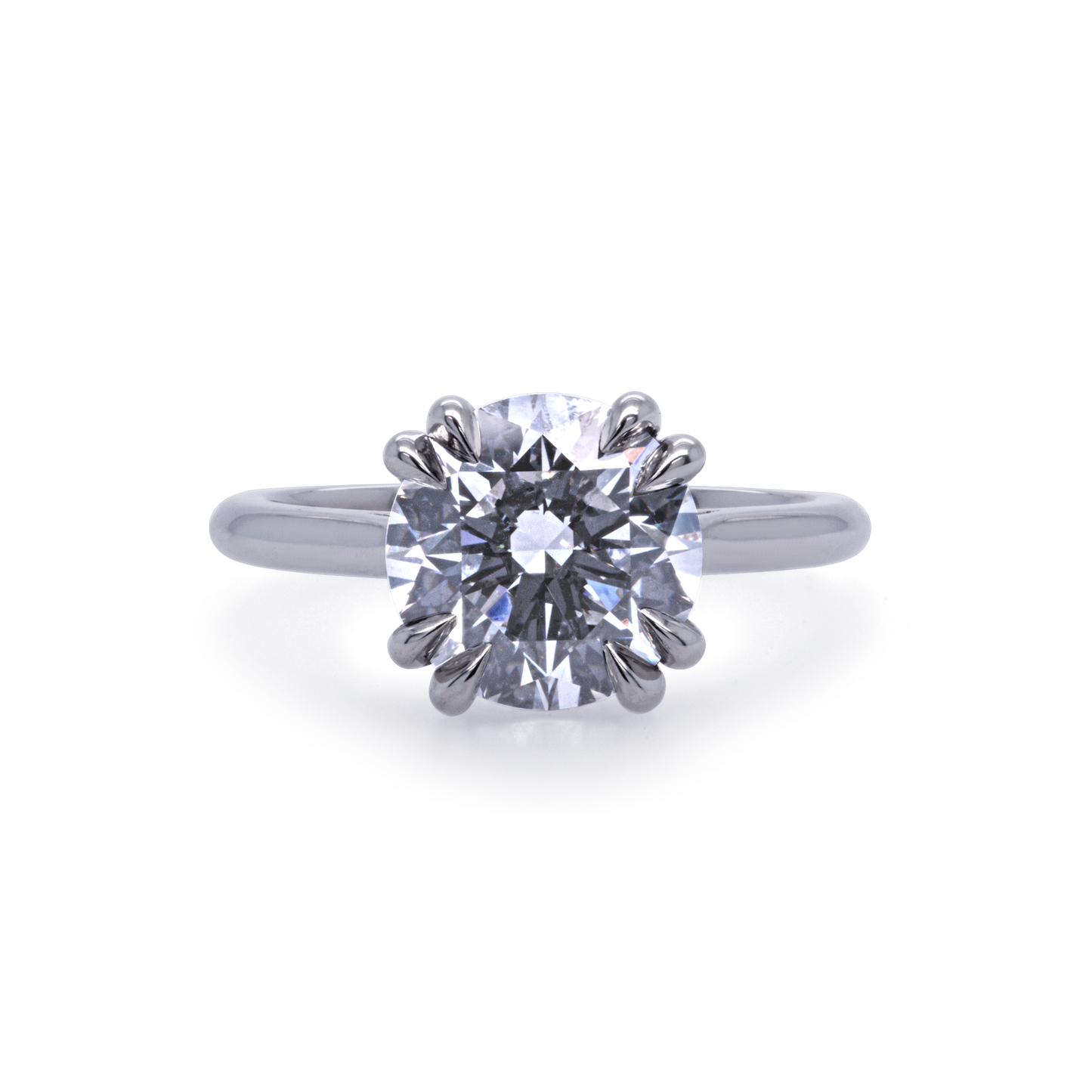 Platinum Solitaire with 3ct Lab-Grown Round Brilliant Cut Diamond and Hidden Accent Lab Diamonds
