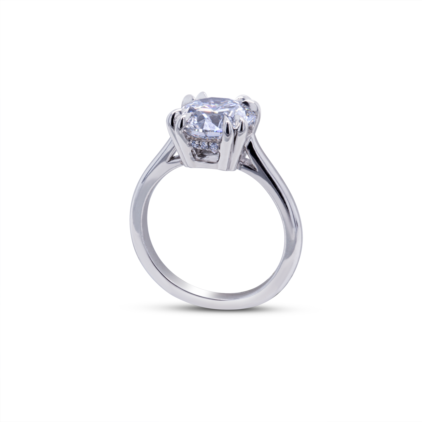 Platinum Solitaire with 3ct Lab-Grown Round Brilliant Cut Diamond and Hidden Accent Lab Diamonds