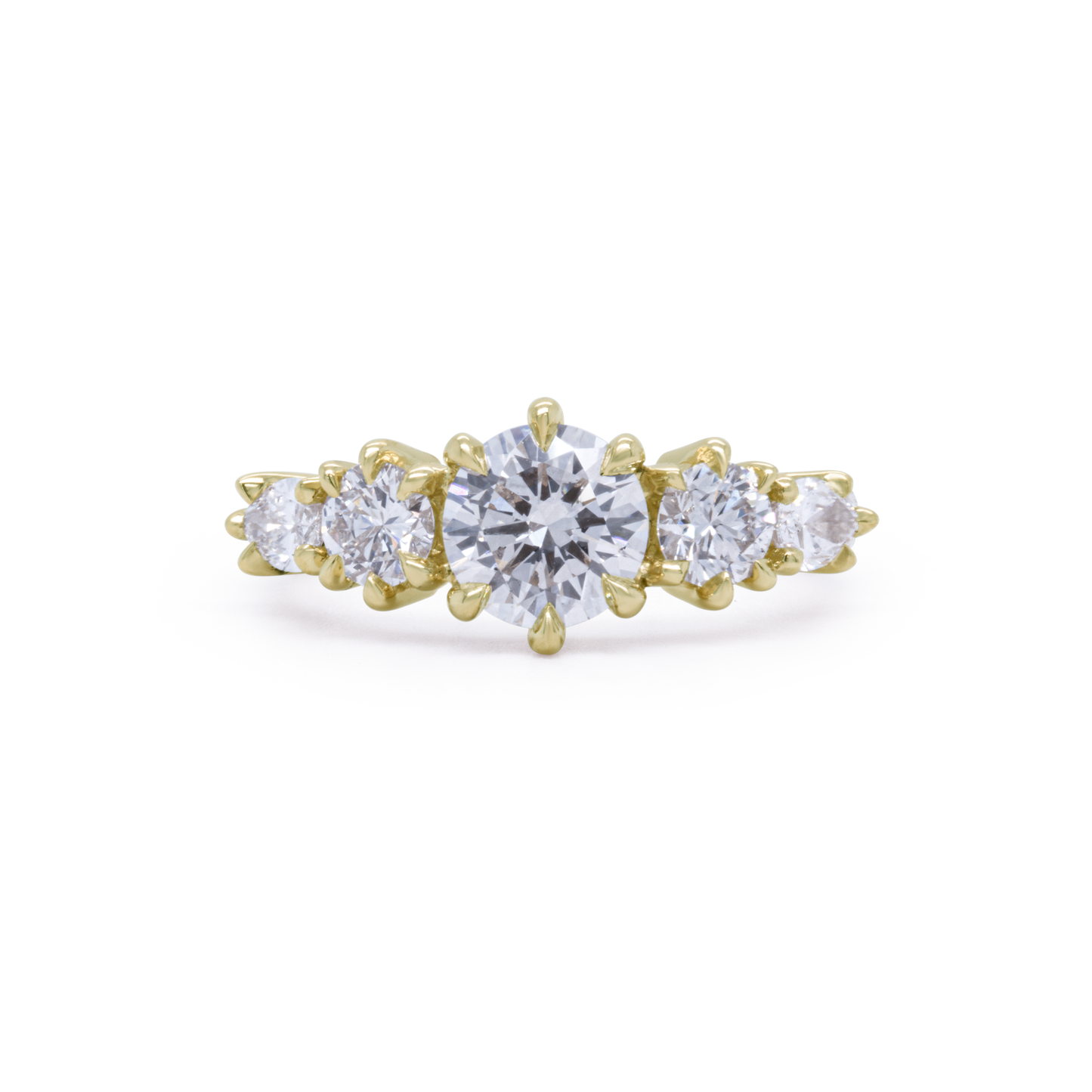 14k Yellow Engagement Ring with 1ct Lab-Grown Round Diamond and Lab-Grown Accent Diamonds
