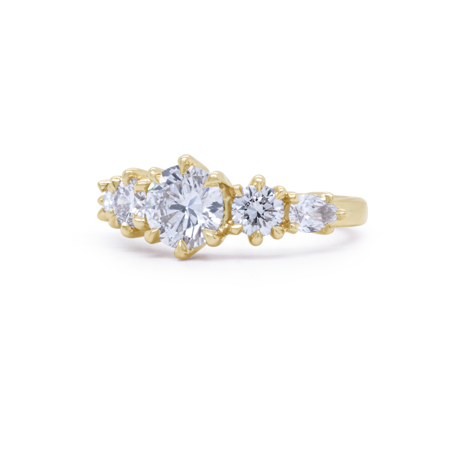 14k Yellow Engagement Ring with 1ct Lab-Grown Round Diamond and Lab-Grown Accent Diamonds