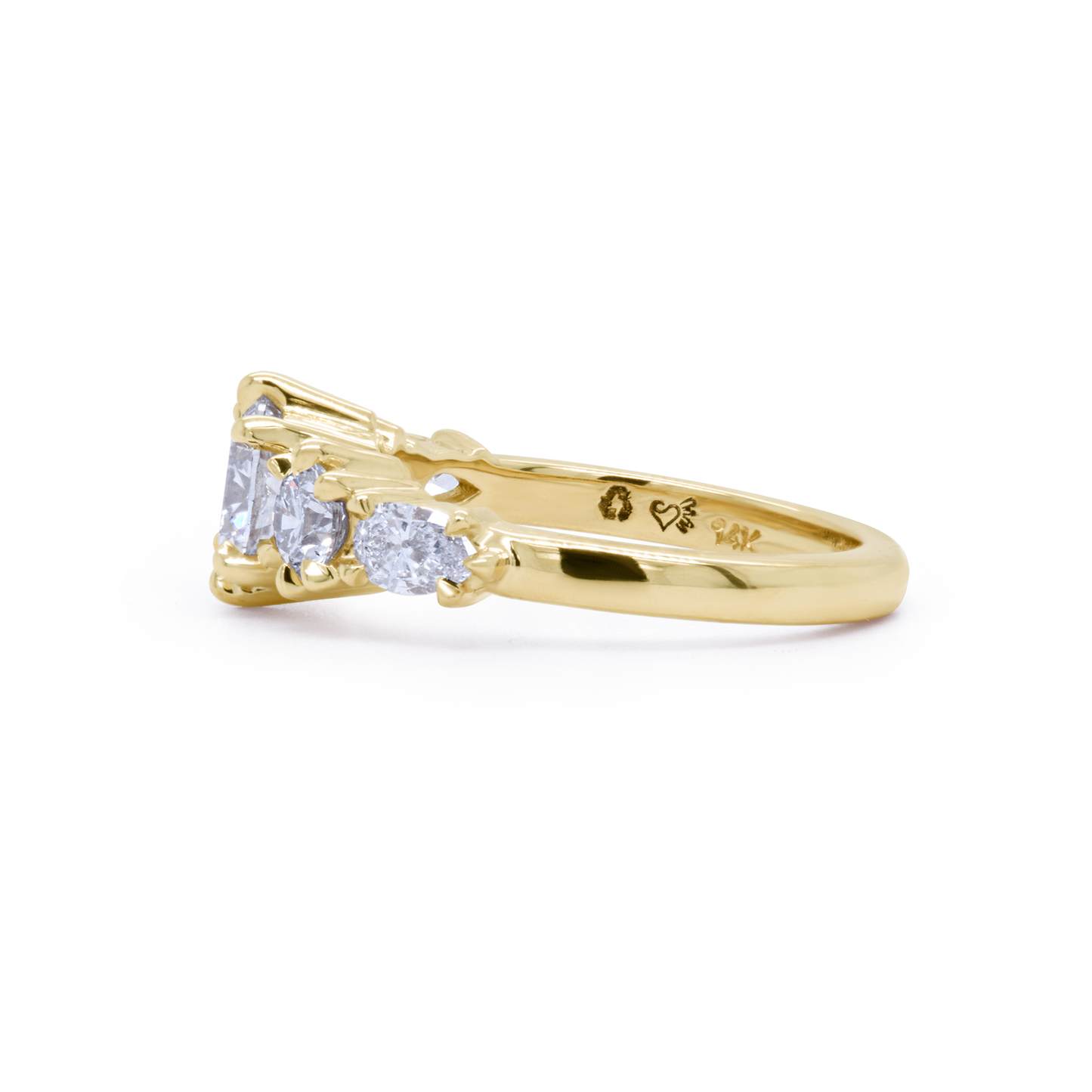 14k Yellow Engagement Ring with 1ct Lab-Grown Round Diamond and Lab-Grown Accent Diamonds