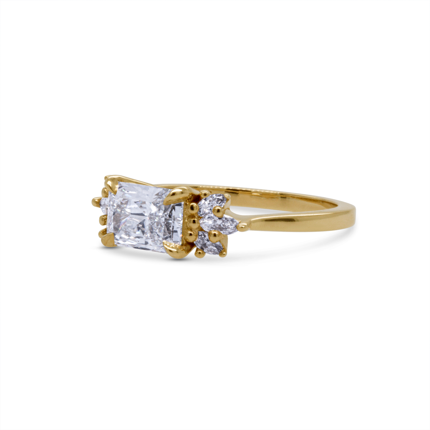 14k Yellow Engagement Ring with 1.02ct Radiant-Cut Lab-Grown Diamond and Accent Diamonds