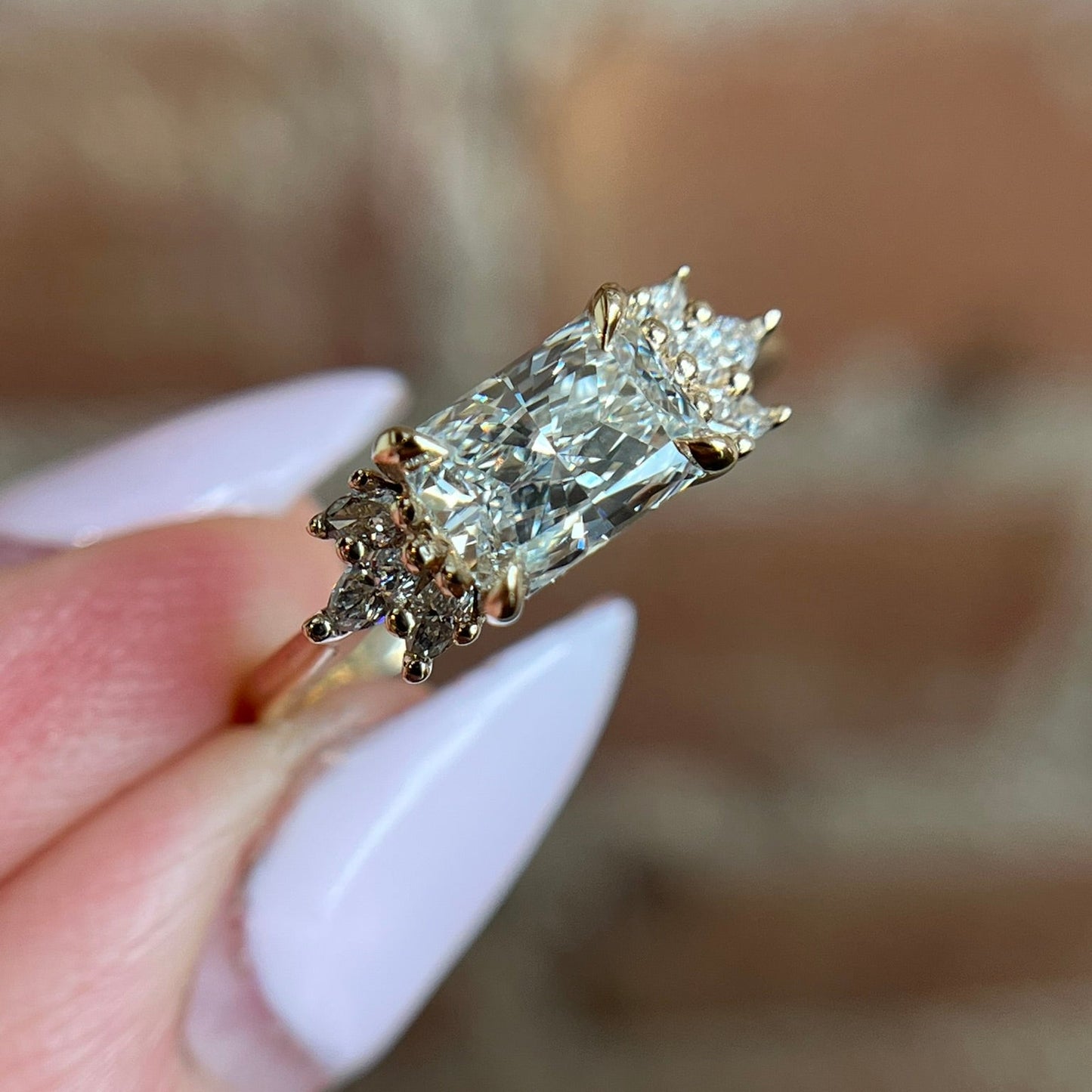 14k Yellow Engagement Ring with 1.02ct Radiant-Cut Lab-Grown Diamond and Accent Diamonds