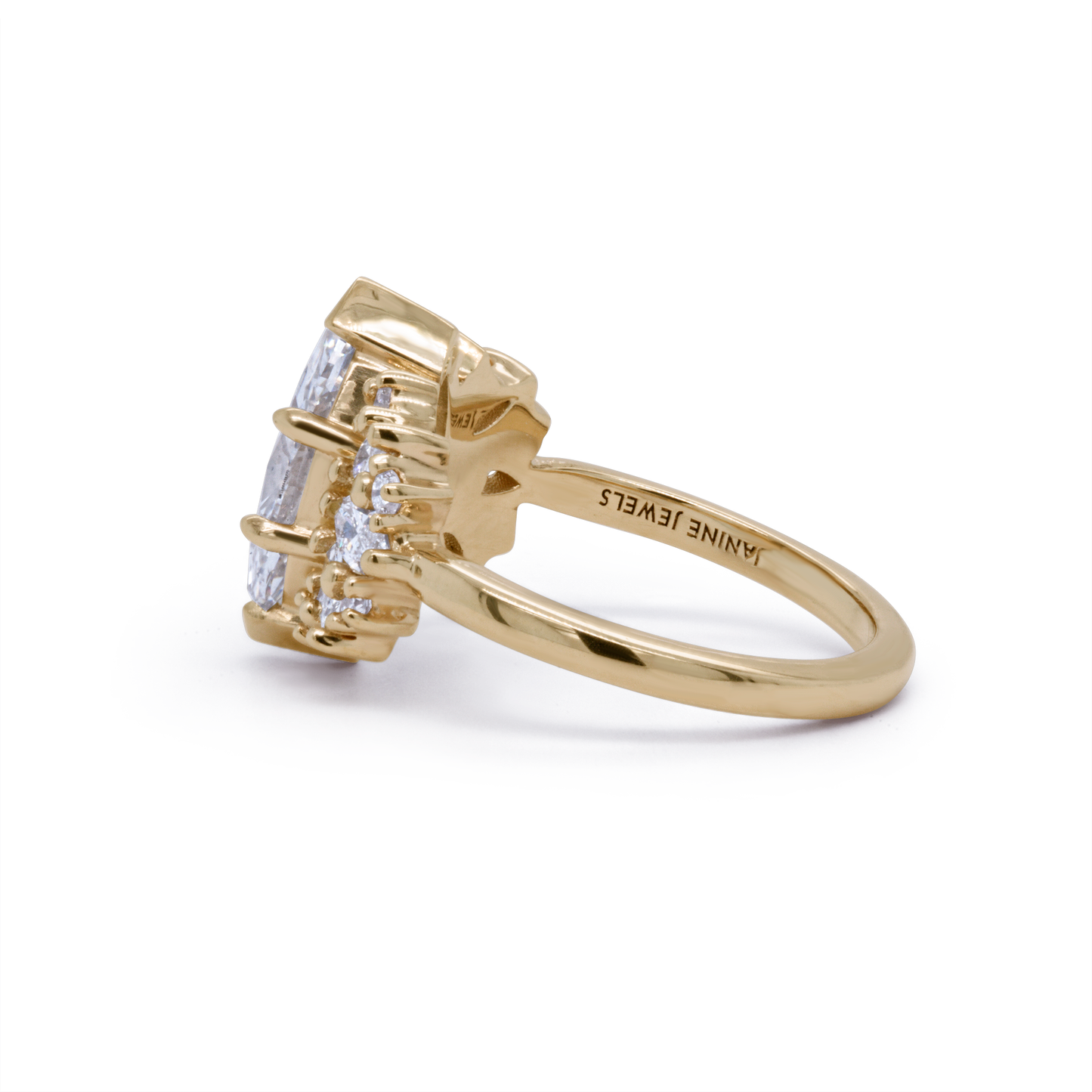 14k Yellow Engagement Ring with 2.0ct Marquise-Shaped Lab-Grown Diamond and Lab-Grown Accent Diamonds