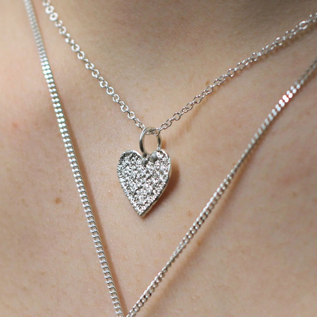 Sterling Silver Heart Lace Necklace