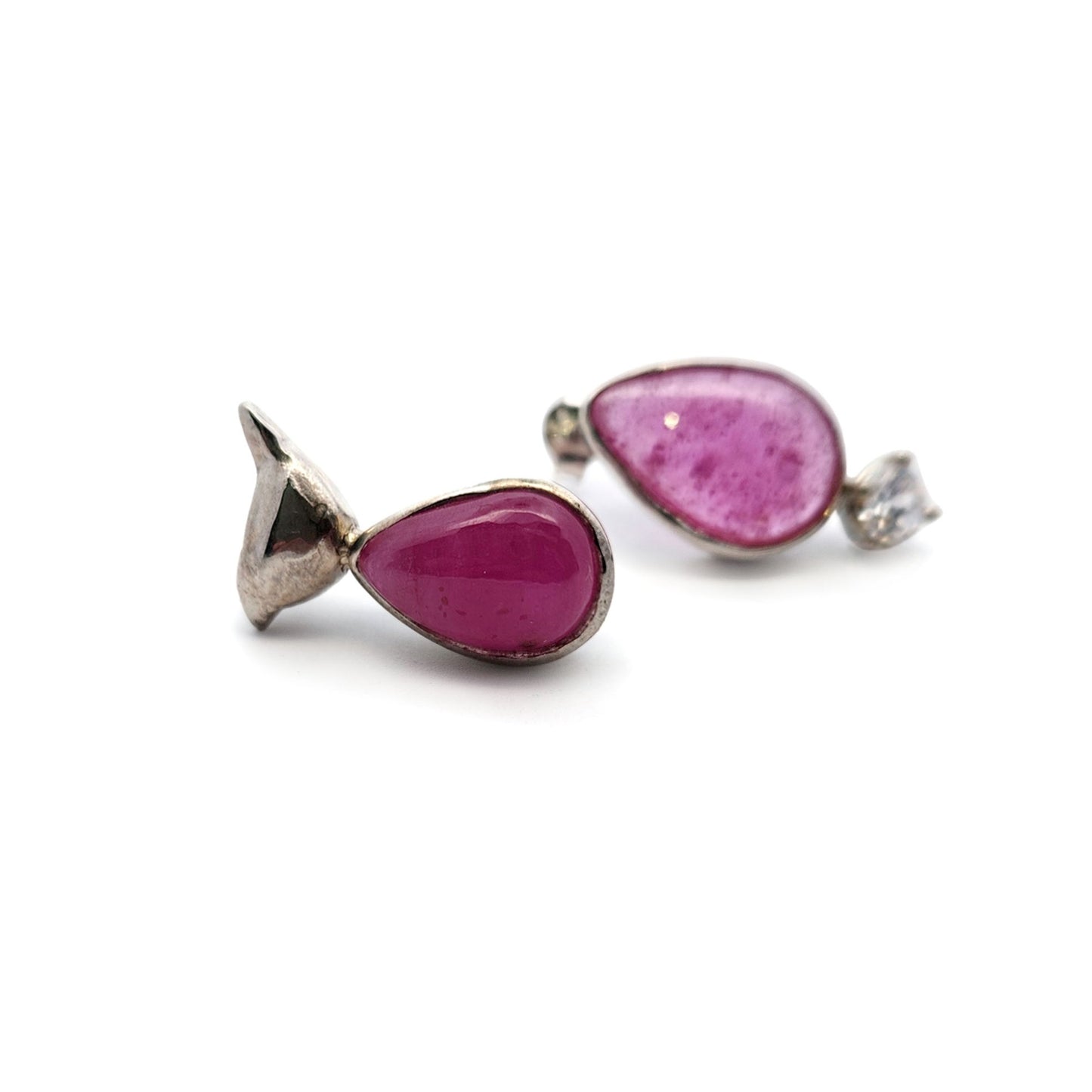 Asymmetric Ruby & Bird Studs