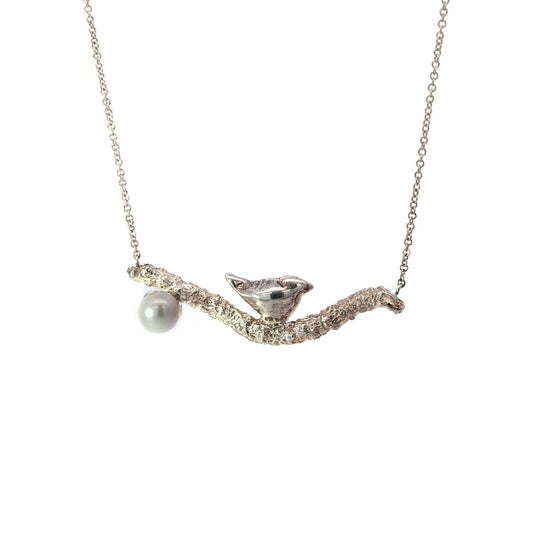 Sterling Silver Bird on Branch Necklace