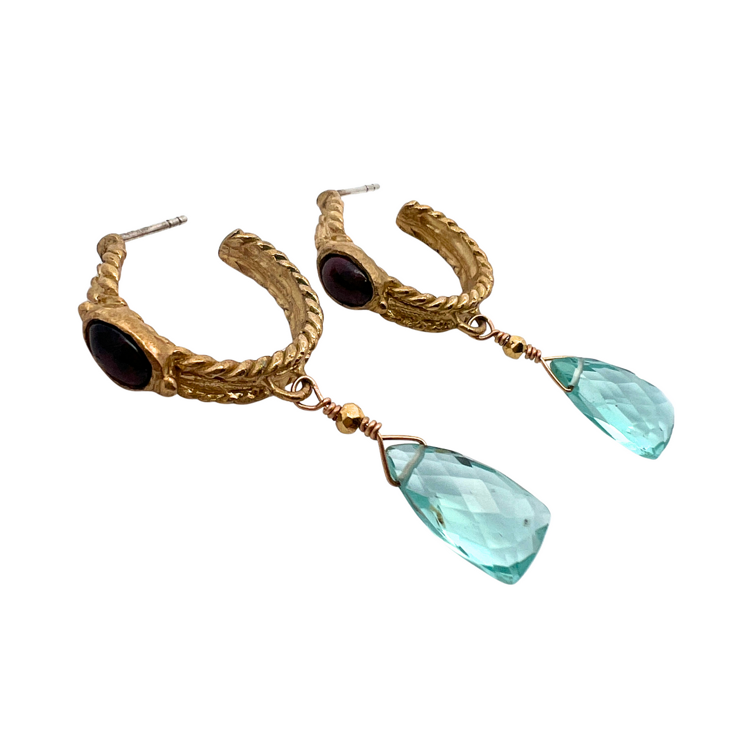 Roman Earrings in Garnet and Quartz