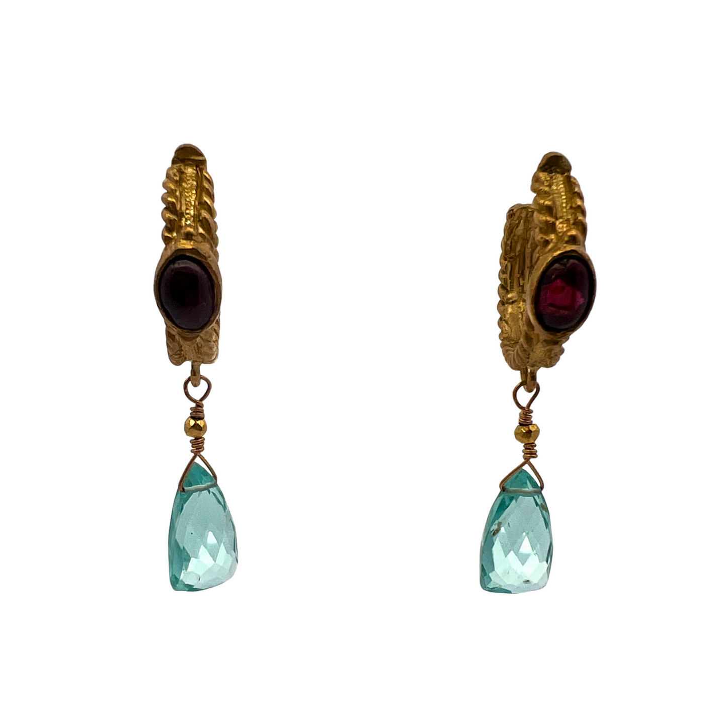 Roman Earrings in Garnet and Quartz