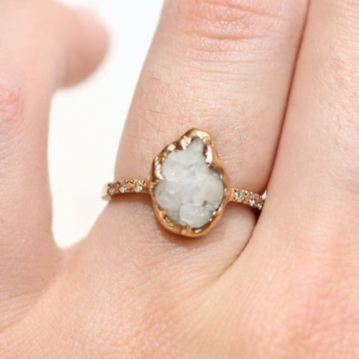 White Flame - Rough Sapphire Engagement Ring