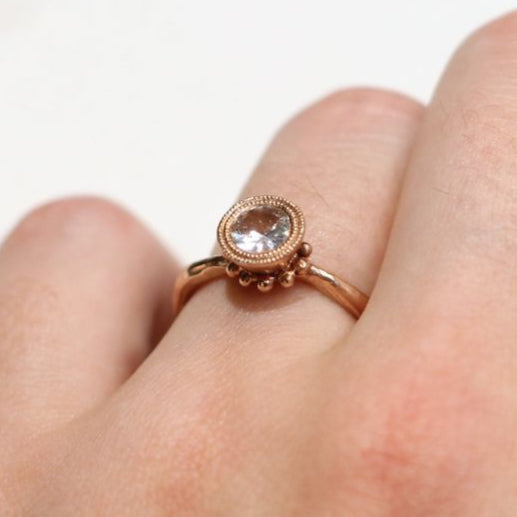 Beaded Tulip - Sapphire Engagement Ring