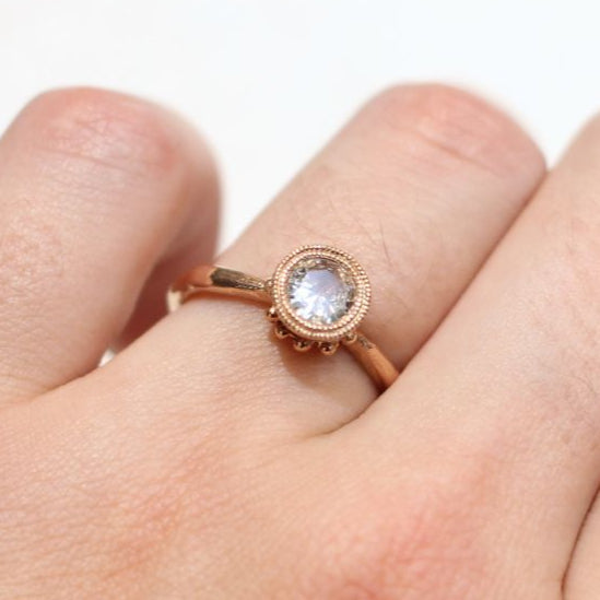 Beaded Tulip - Sapphire Engagement Ring
