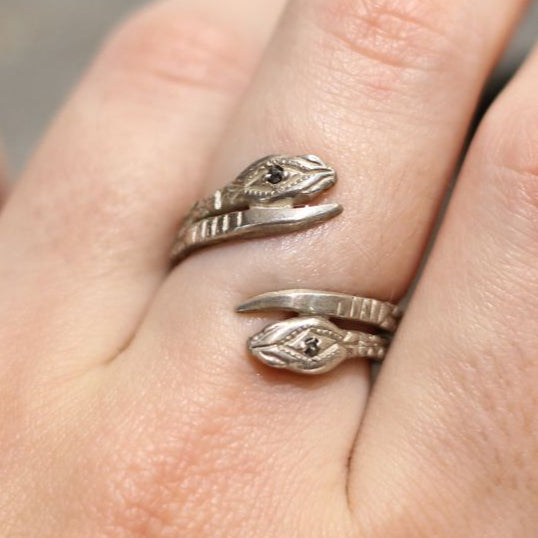 Rough Diamond Snake Head Ring