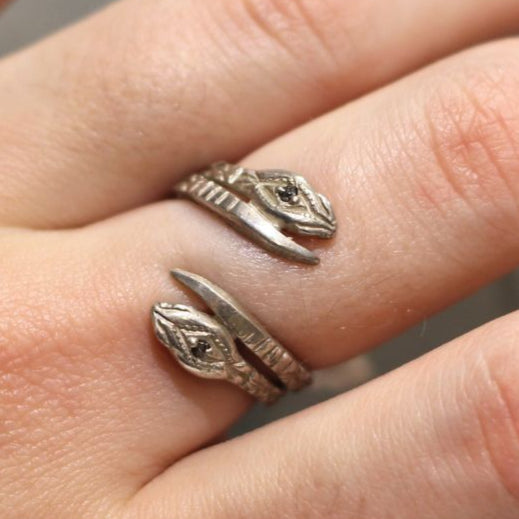 Rough Diamond Snake Head Ring