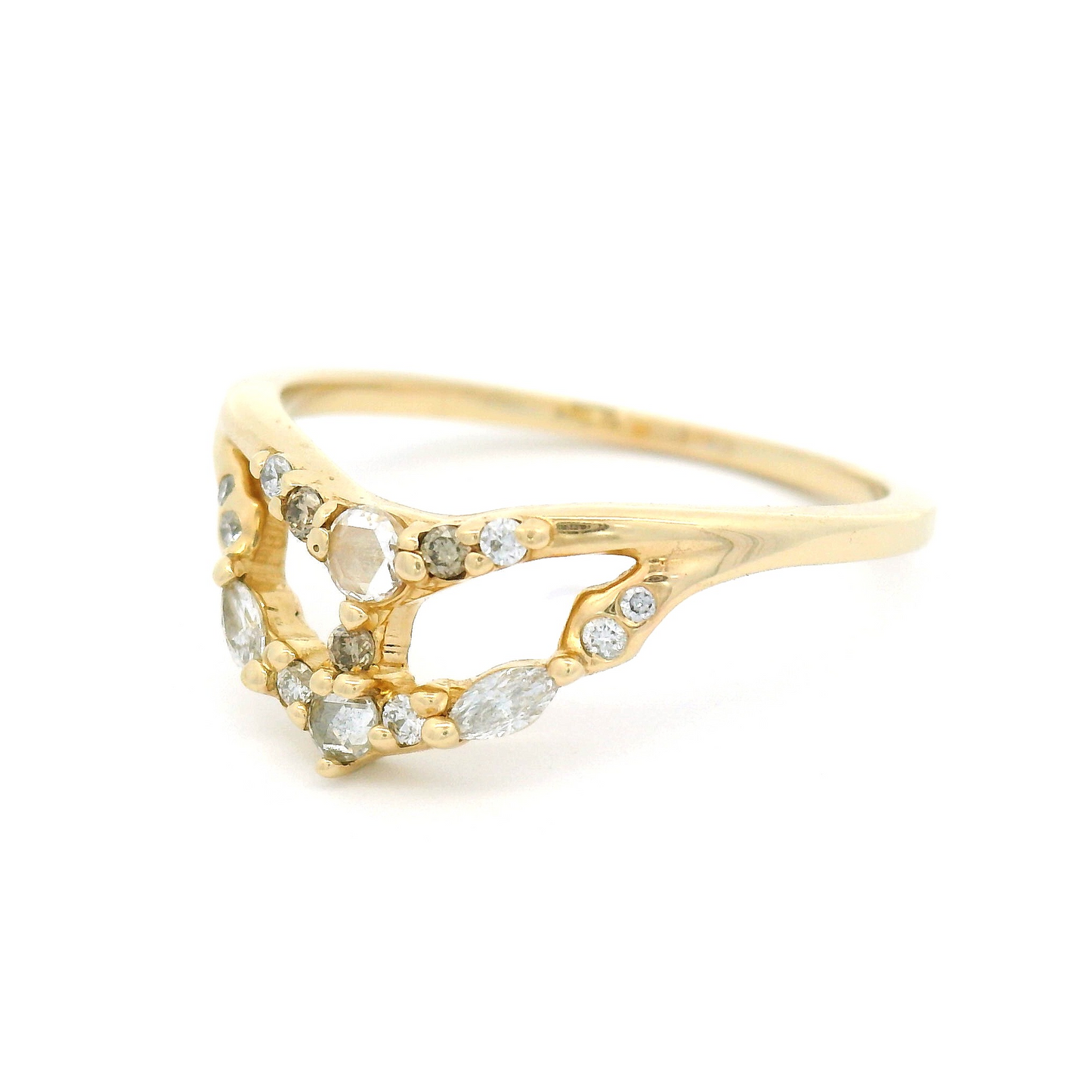 14k Yellow Wedding Band with 0.19cts Mixed Diamonds