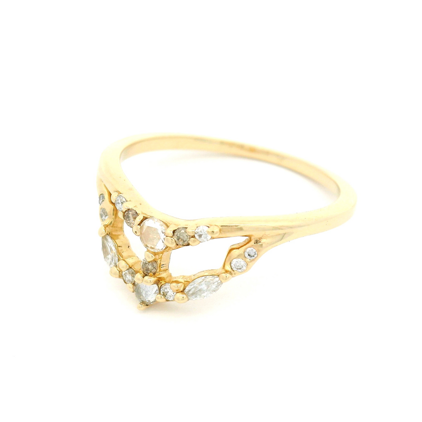 14k Yellow Wedding Band with 0.19cts Mixed Diamonds