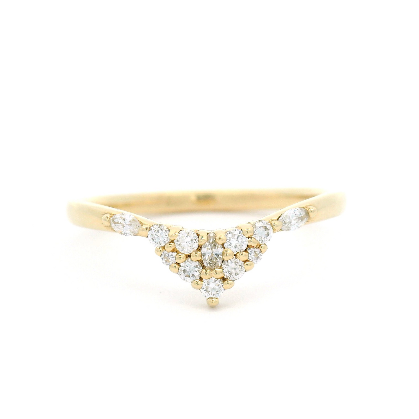 14k Yellow Contour Band with 0.18cts Mixed Cut Diamonds