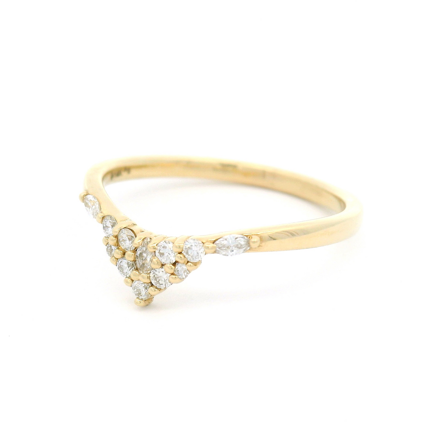 14k Yellow Contour Band with 0.18cts Mixed Cut Diamonds
