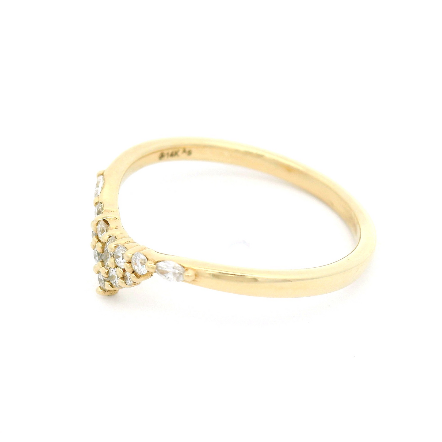 14k Yellow Contour Band with 0.18cts Mixed Cut Diamonds