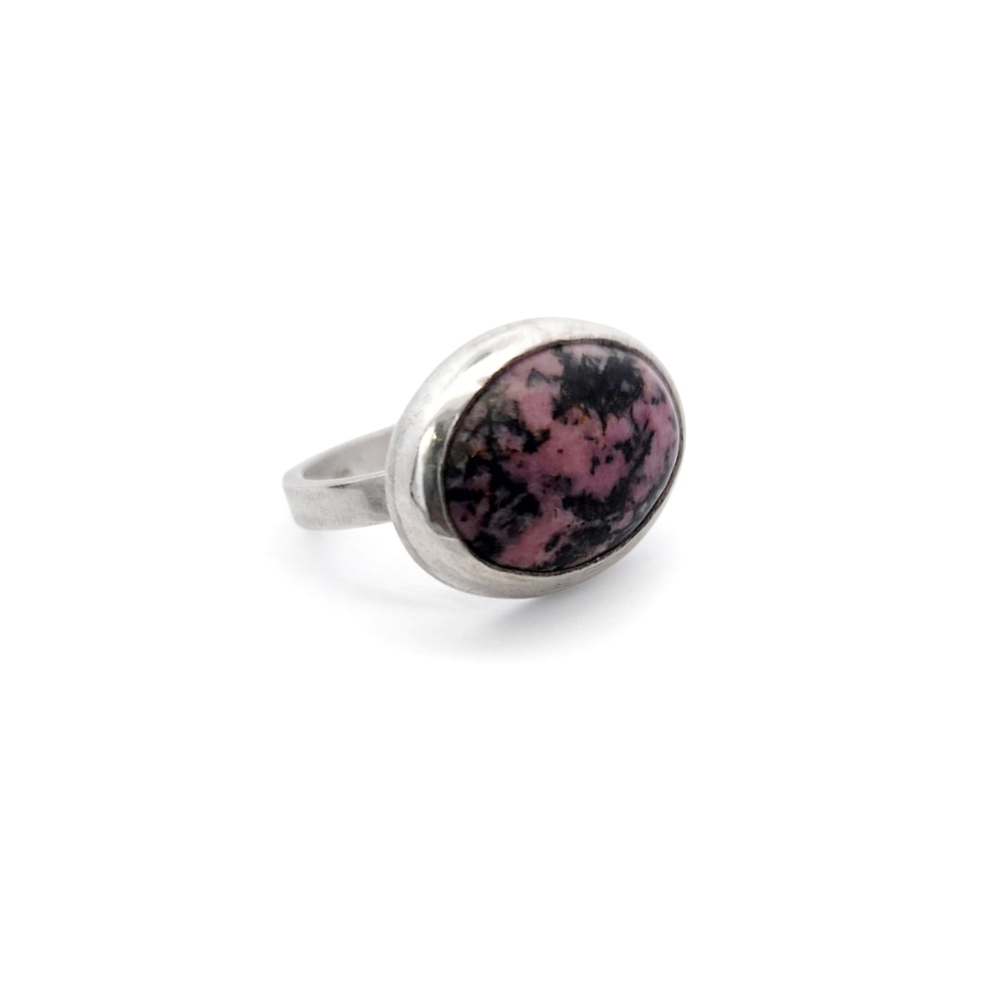 Sterling Silver Rhodonite Bezel Ring