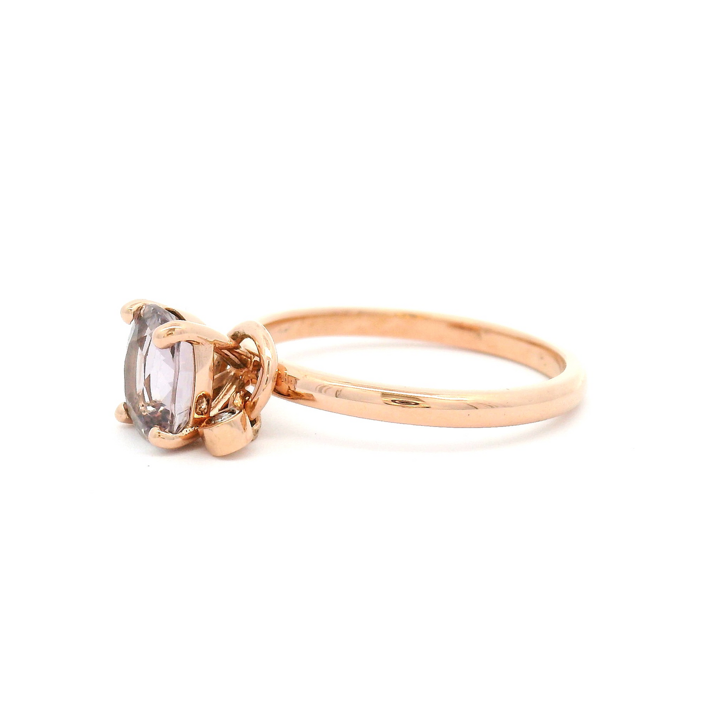 14k Rose Gold Solitaire Engagement Ring with 1.32ct Pink Spinel and Accent Charm