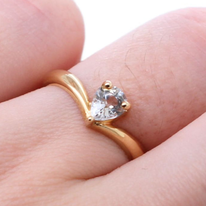 14k Yellow Solitaire Engagement Ring with 0.74ct Pear-Shape White Sapphire