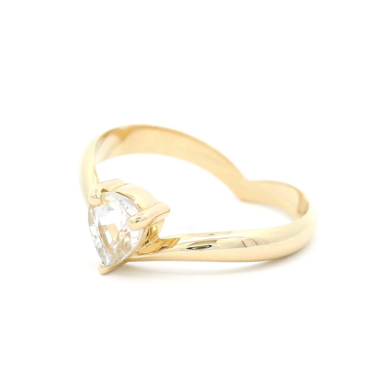 14k Yellow Solitaire Engagement Ring with 0.74ct Pear-Shape White Sapphire