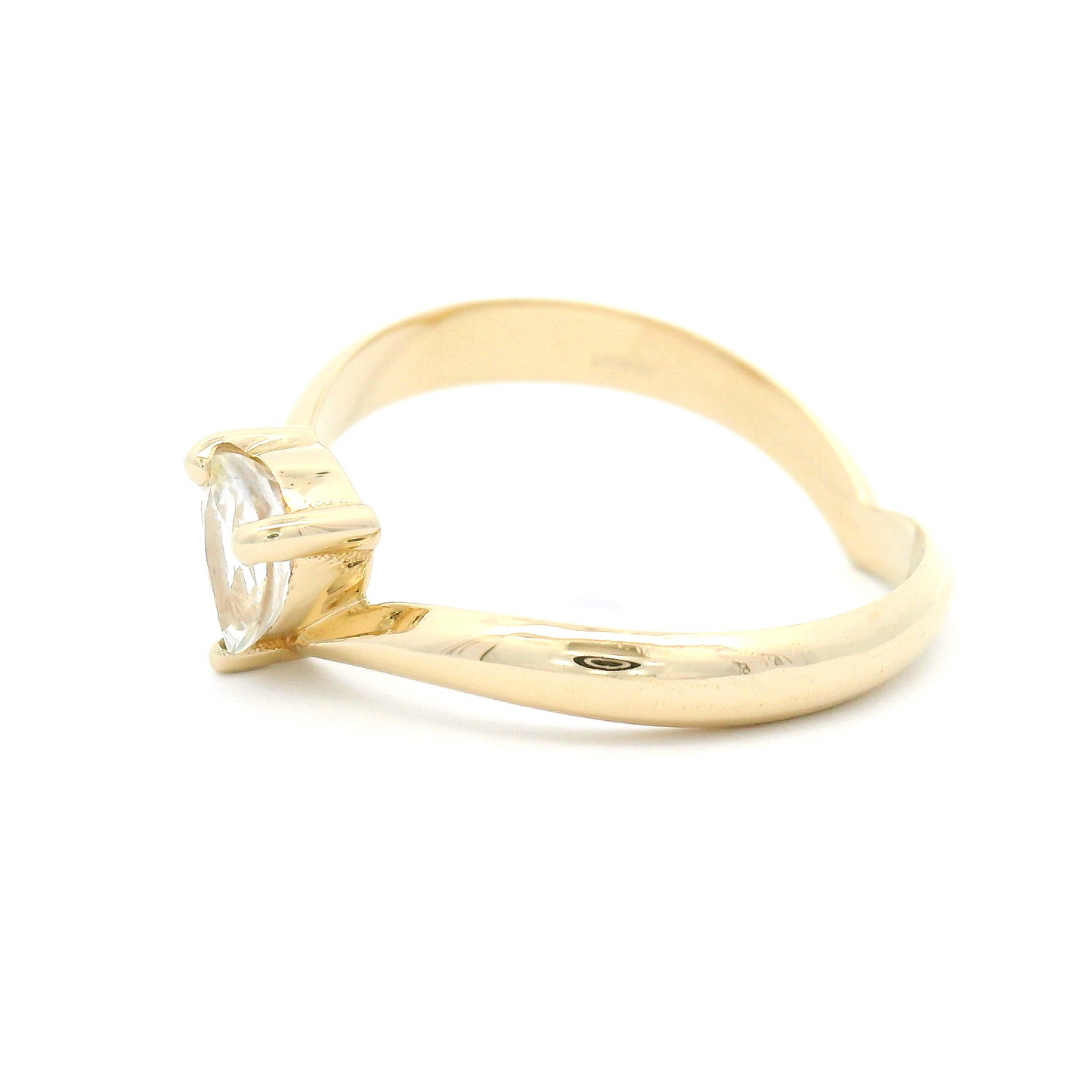 14k Yellow Solitaire Engagement Ring with 0.74ct Pear-Shape White Sapphire