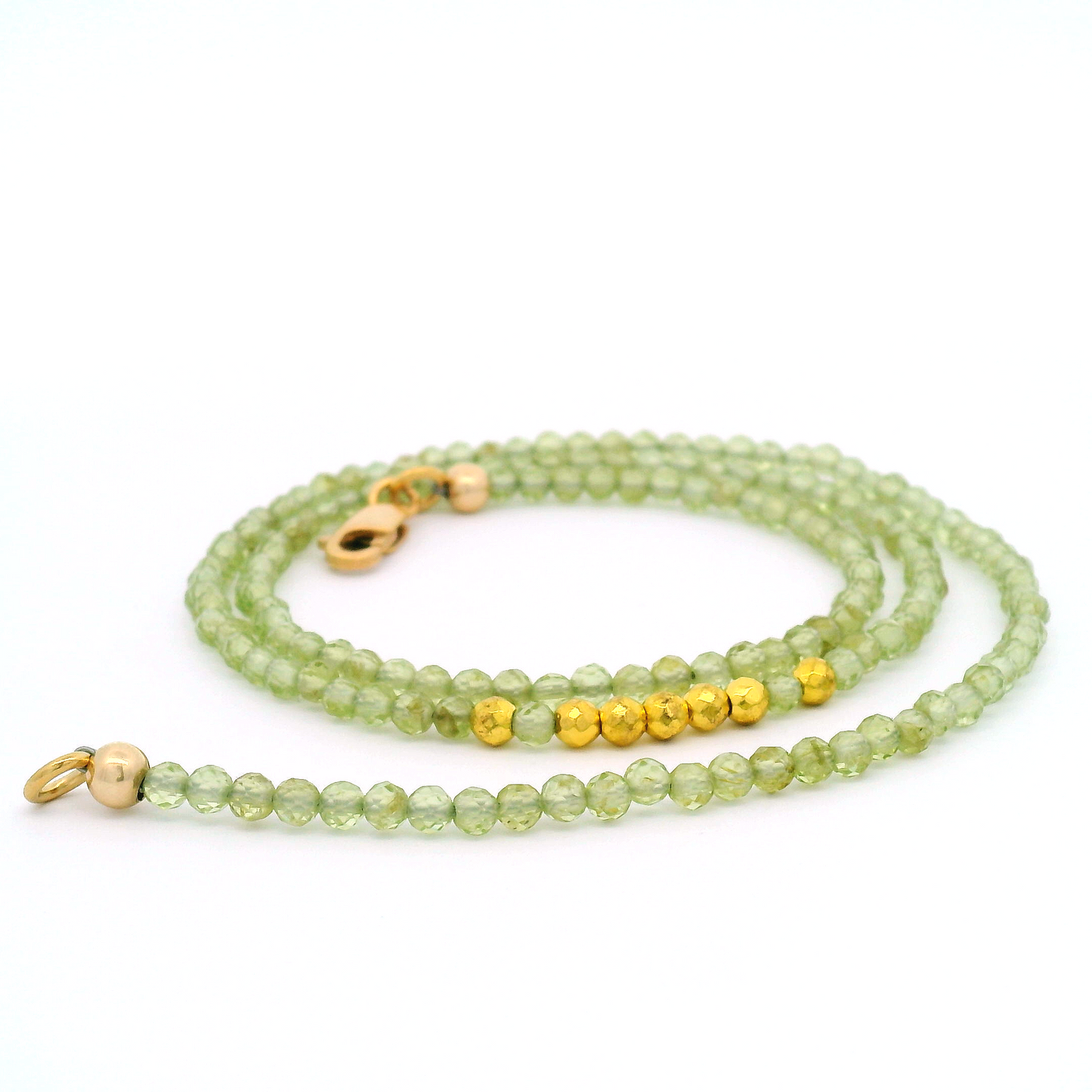 Gold Peridot Pyrite Necklace