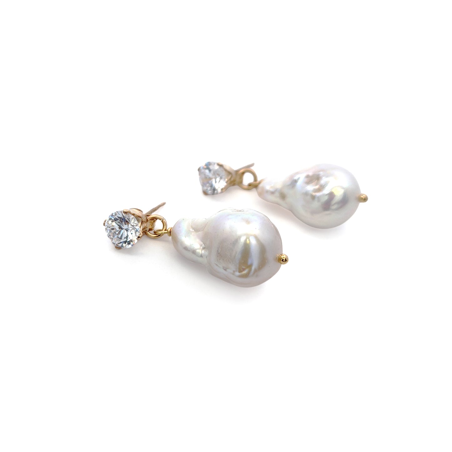 2-Ways-to-Wear CZ & Baroque Pearl Drop Earrings