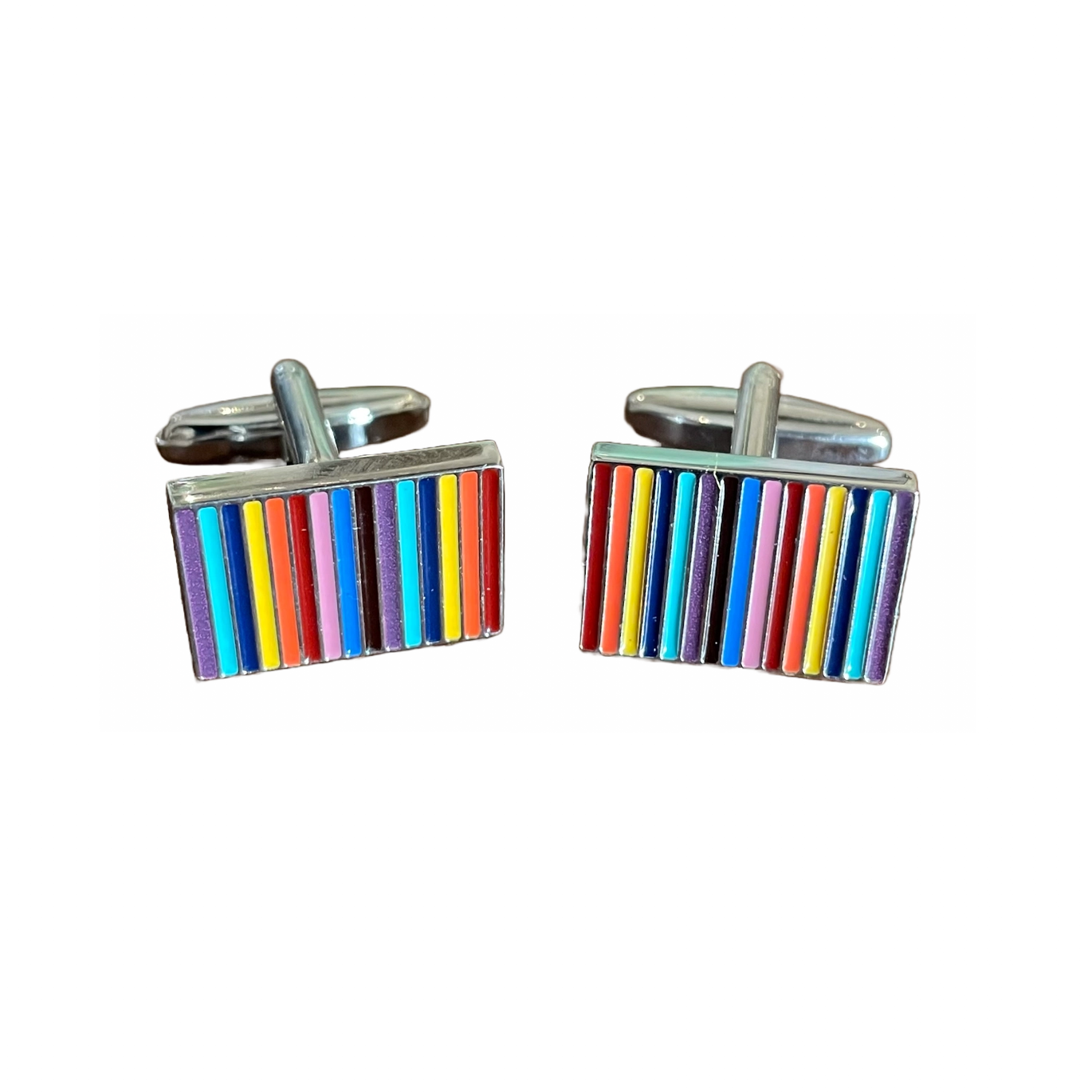 Colourful Striped Rectangle Cufflinks