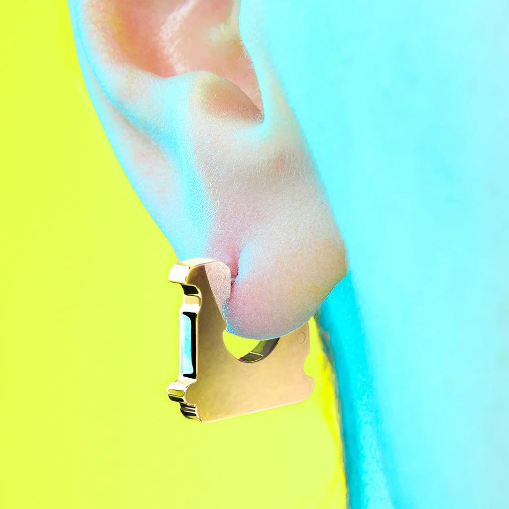 Mini Bread Tag Earring - Gold
