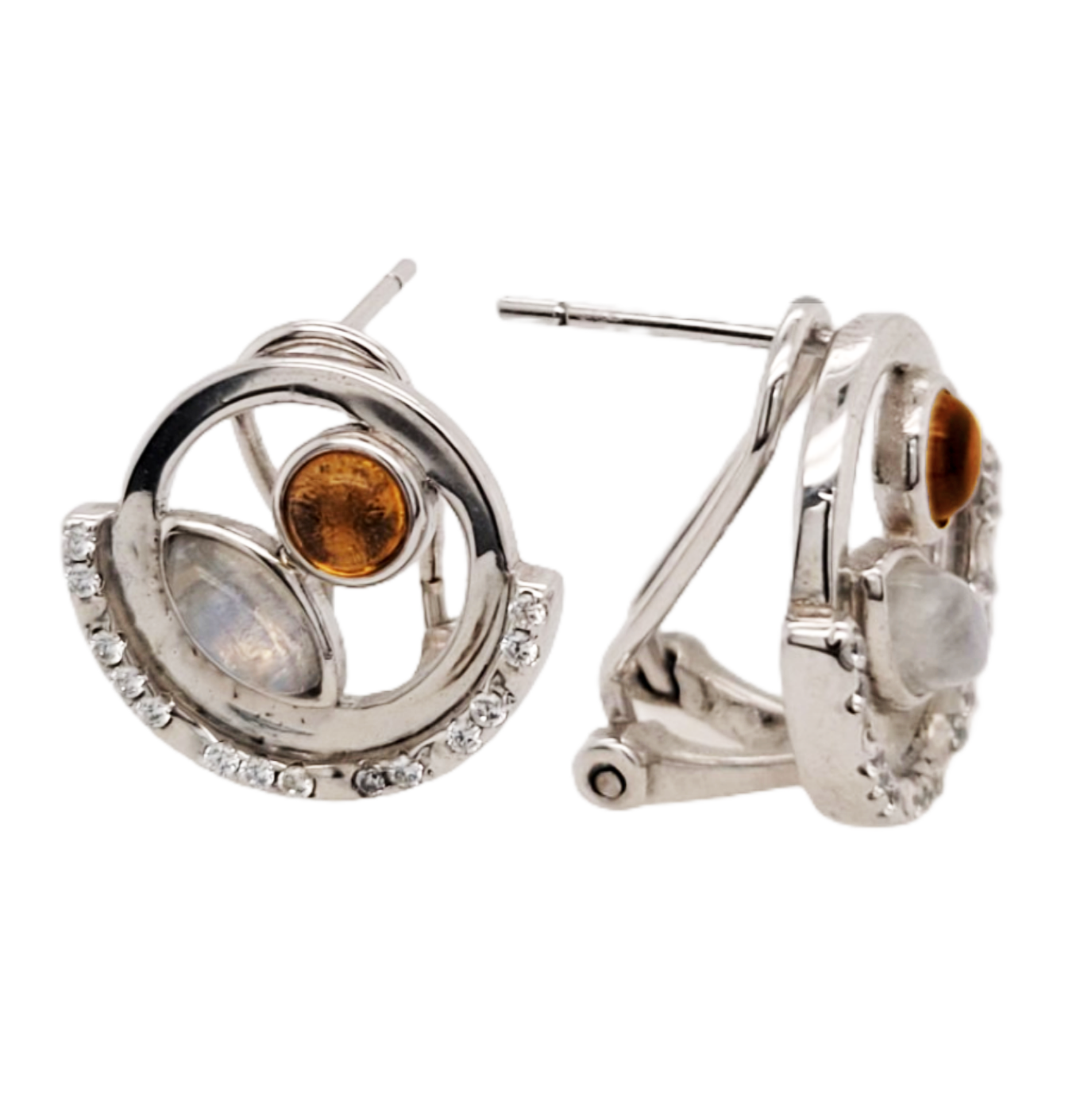 Citrine and Quartz studs