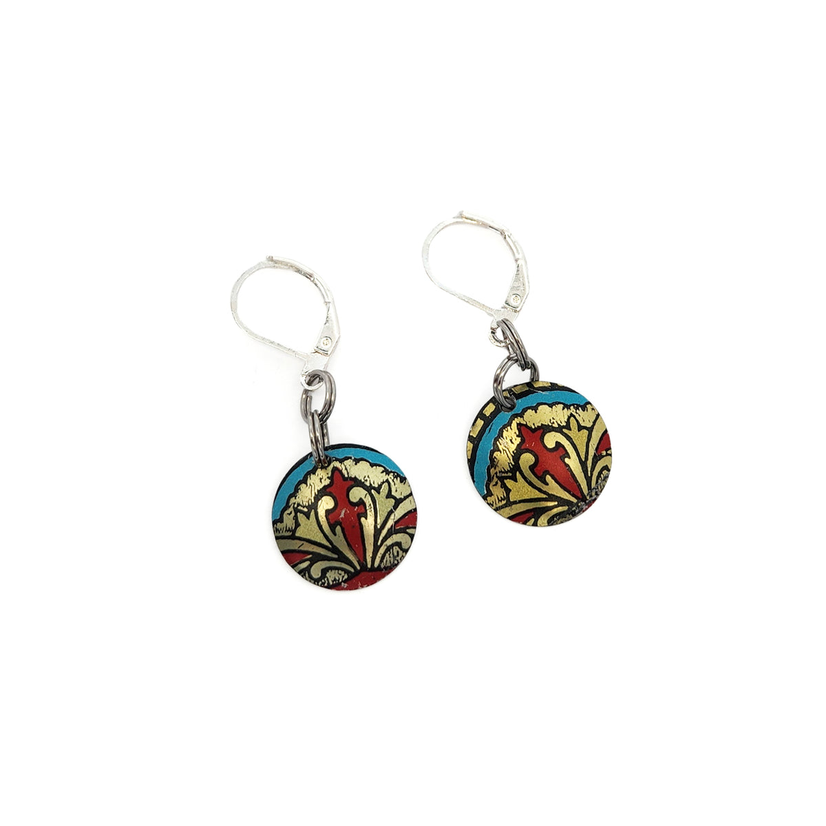Crown Vintage Tin Dangle Earrings