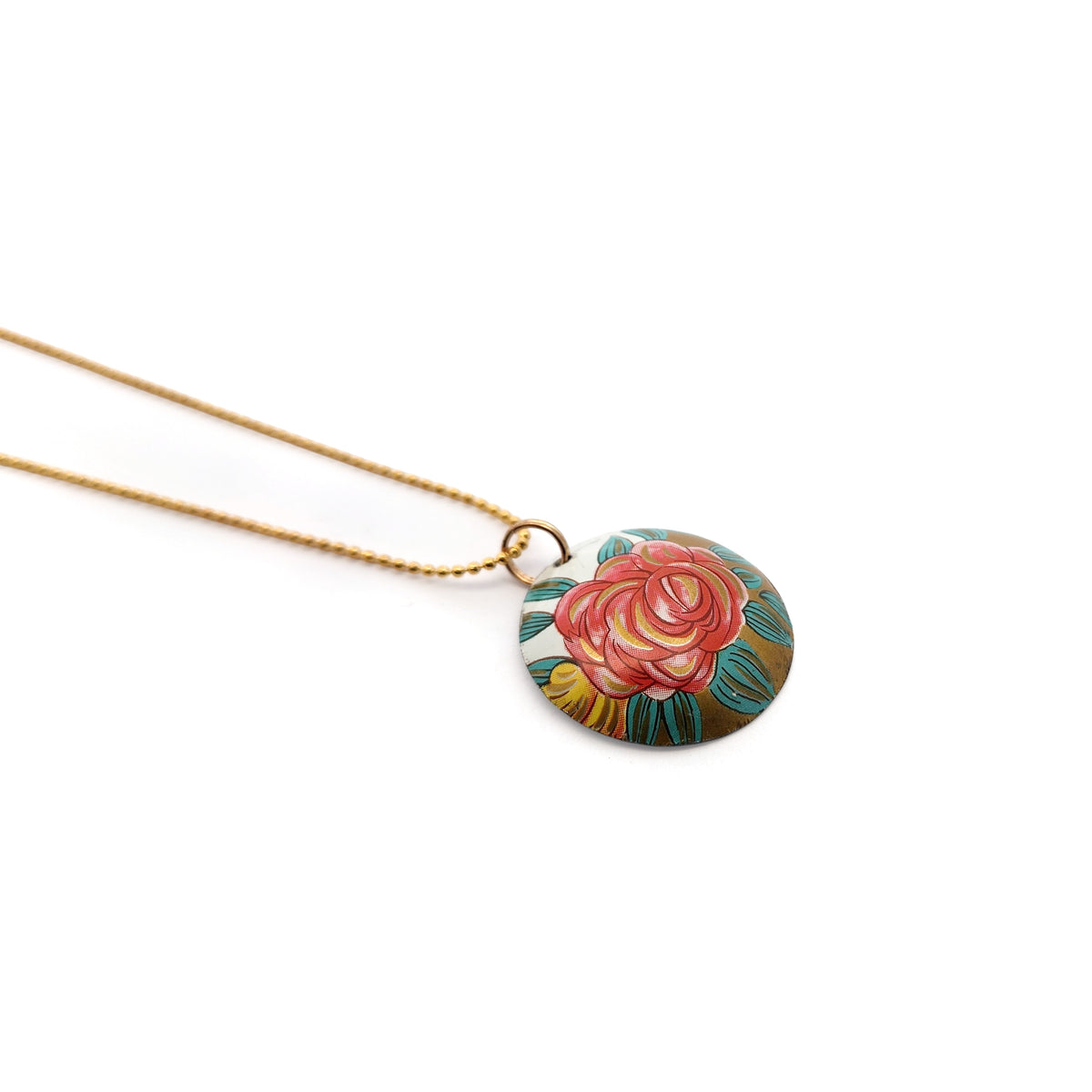 Small Blossom Drop Vintage Tin Pendant