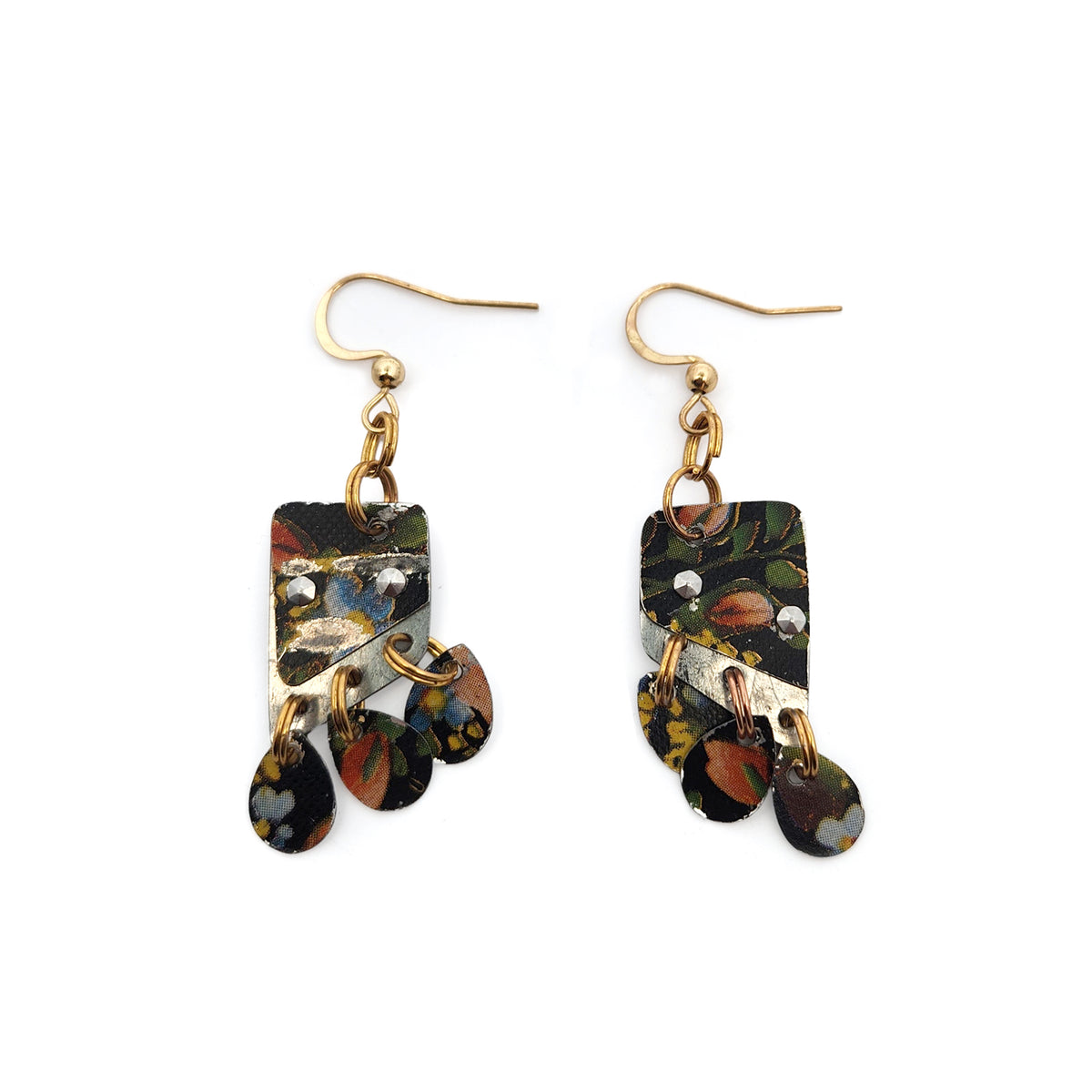 Black Dangle Vintage Tin Earrings