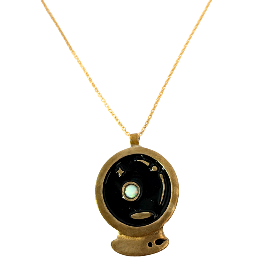 Brass Opal Crystal Necklace