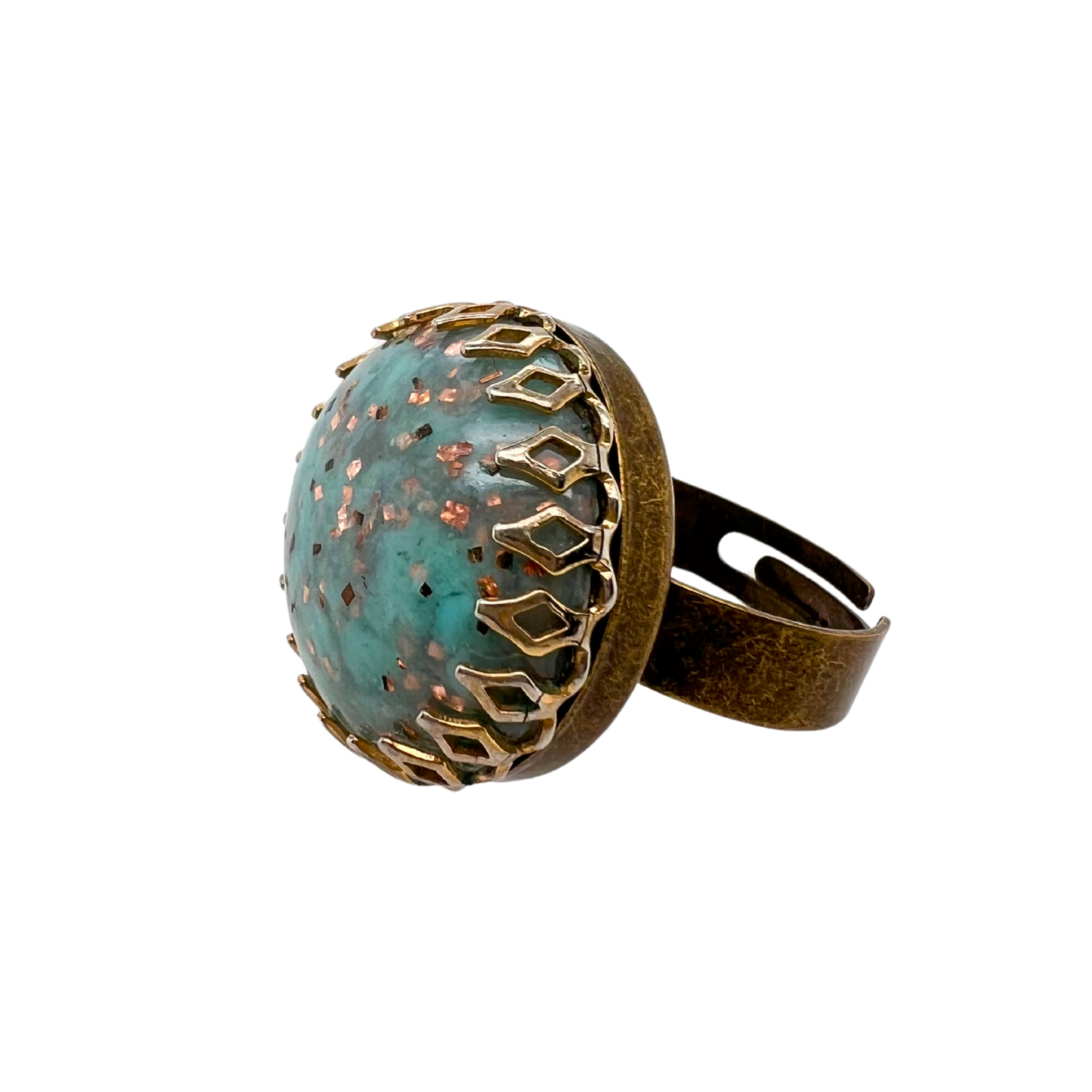 Vintage Cabachon Bronze Flecked Ring