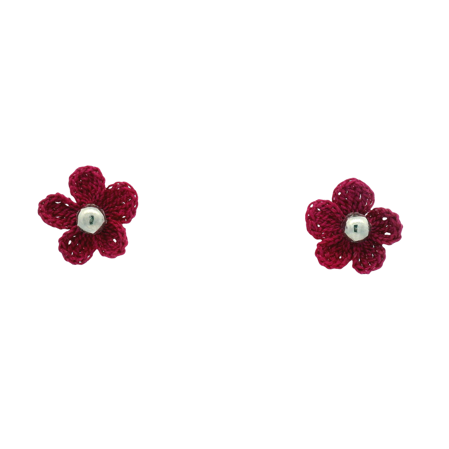 Pink Fabric Flower Earrings