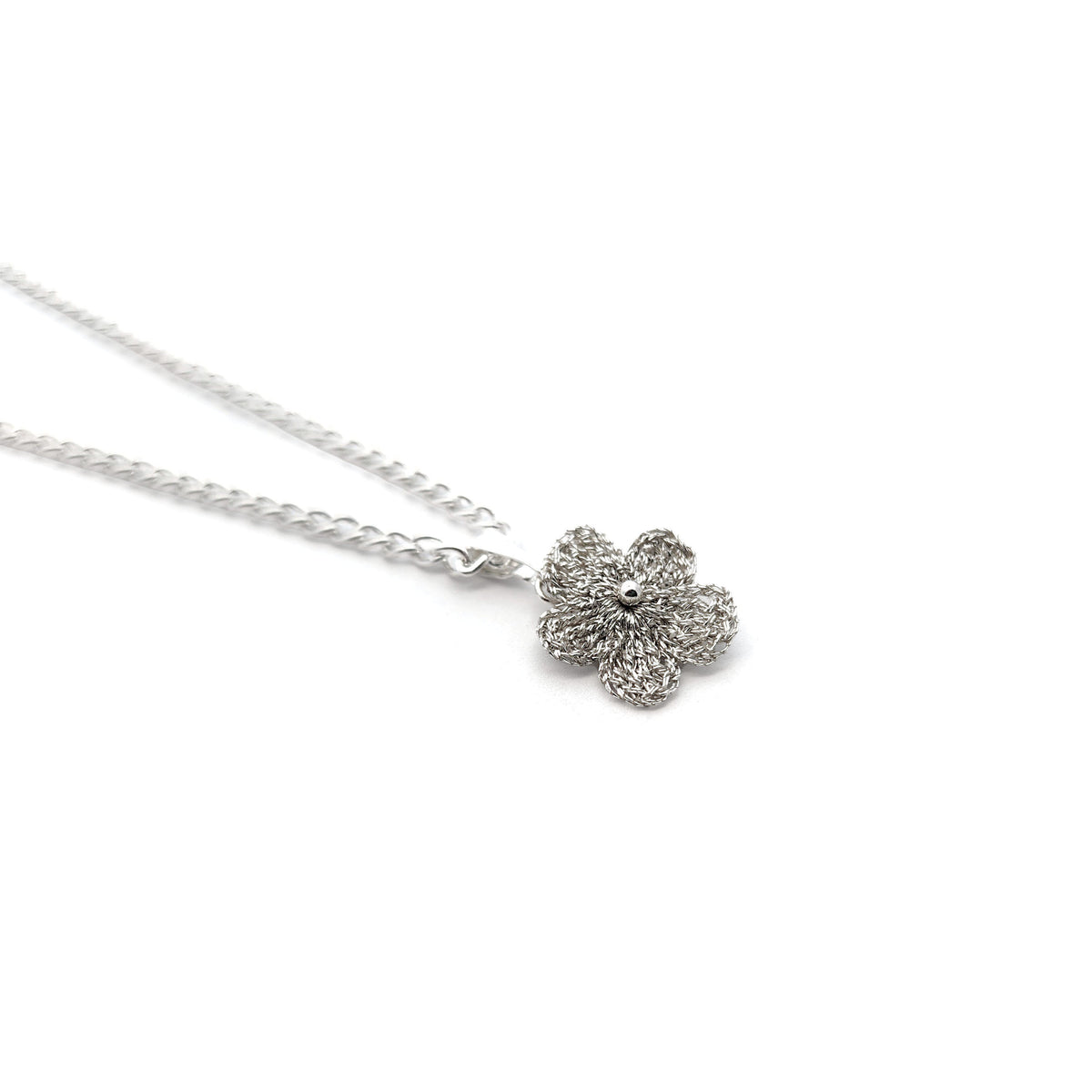 Silver Mini Bloom Embroidered Pendant