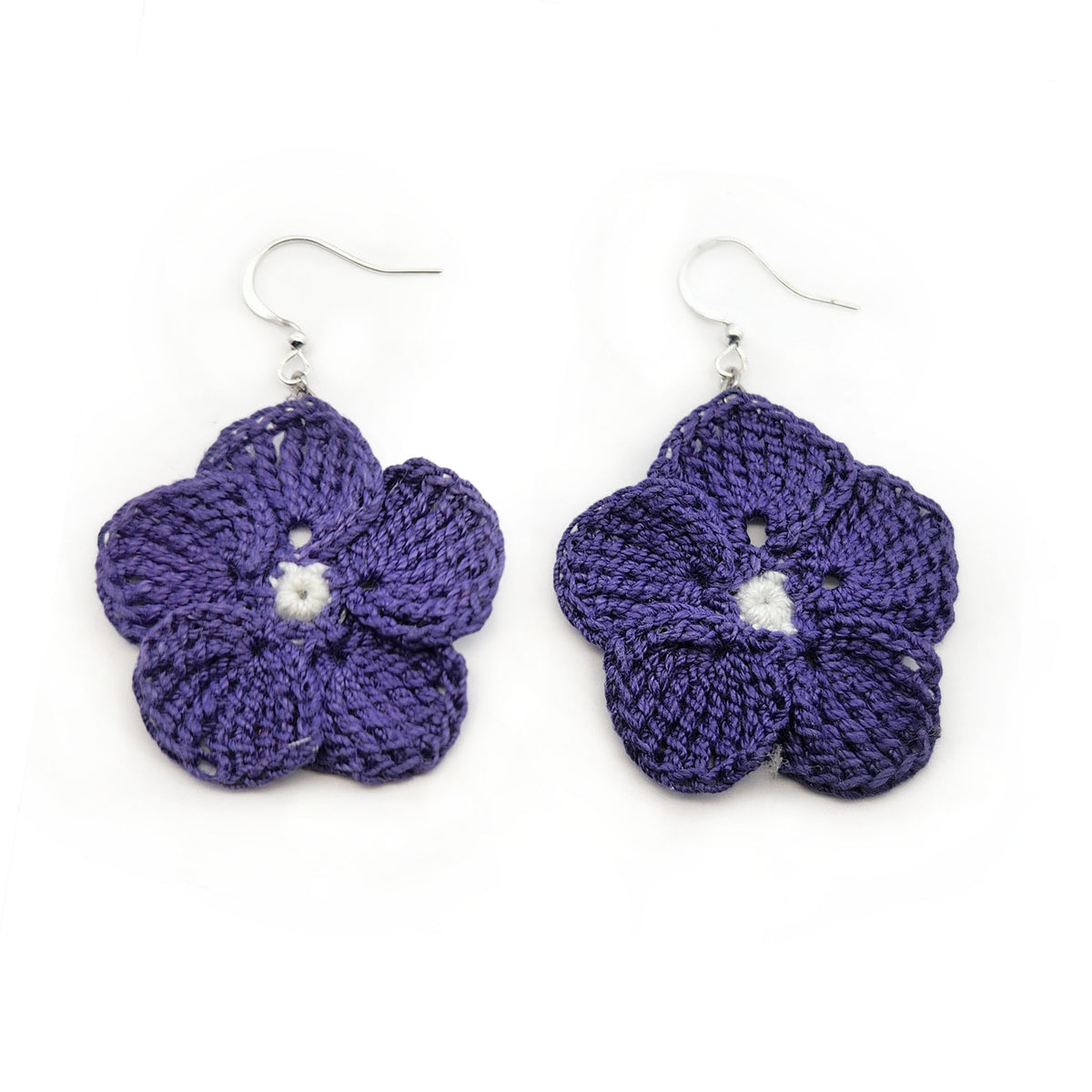 Purple African Daisy Embroidery Earrings
