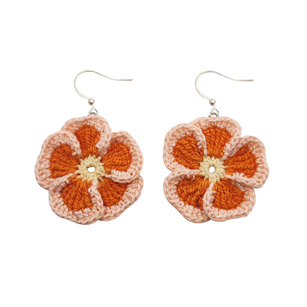 Orange Pansy Embroidery Earrings