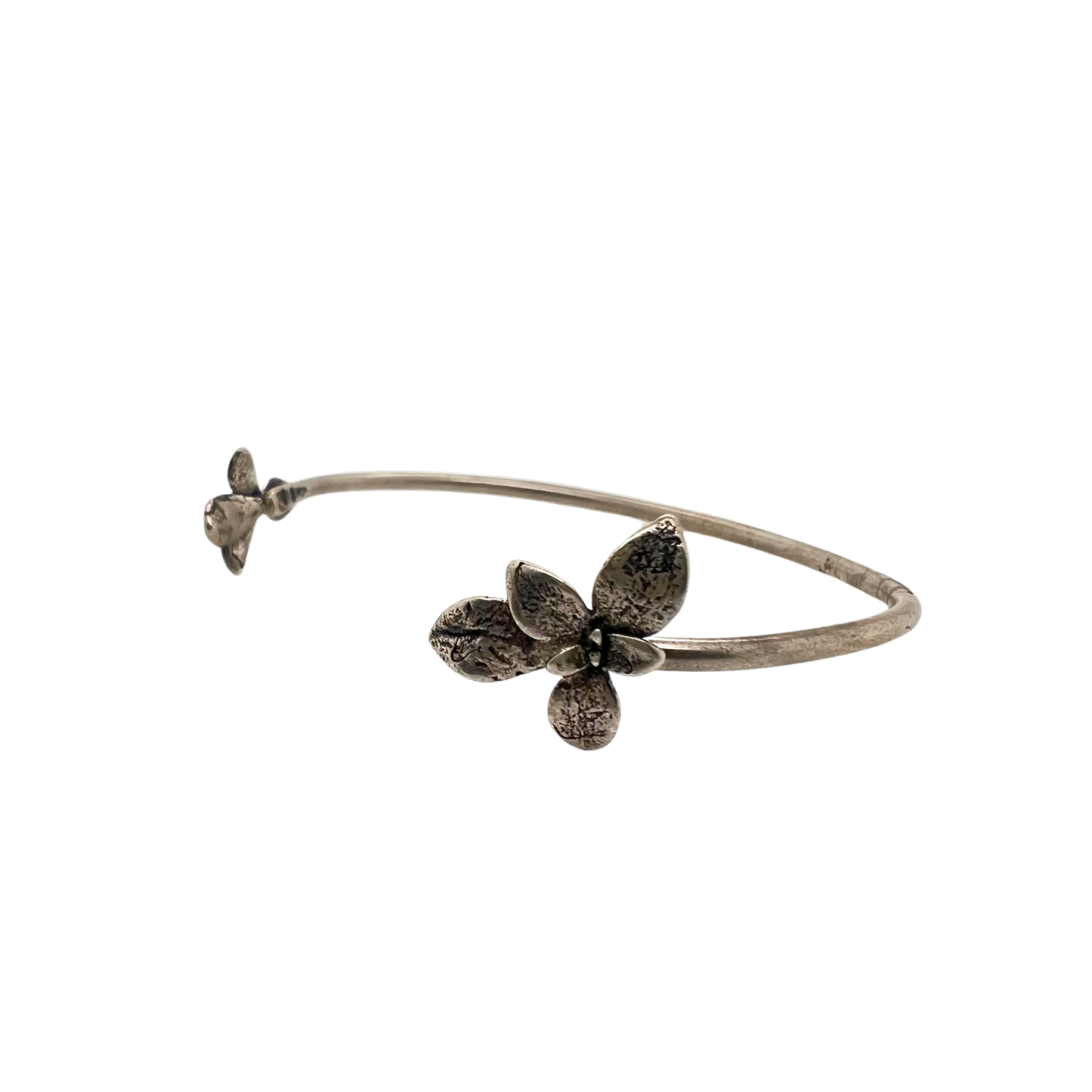 Sterling Silver Floral Double Cuff